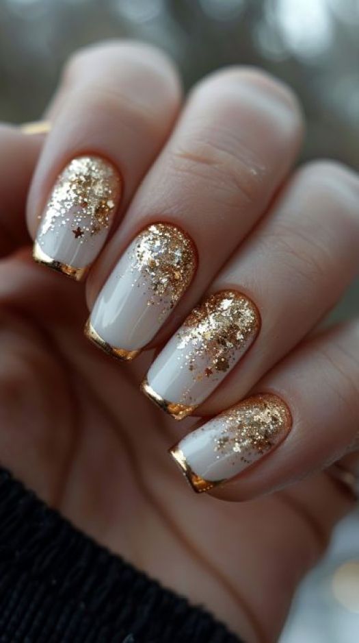 Gold Accent Nails